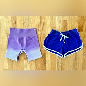 PINK Active purple lilac ombré bike shorts XS  & Primark blue sport shorts 0